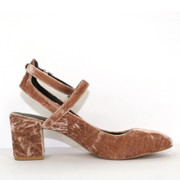 Rebecca Minkoff Mary Jane Pink Velvet Block Heels - Picture 2 of 6
